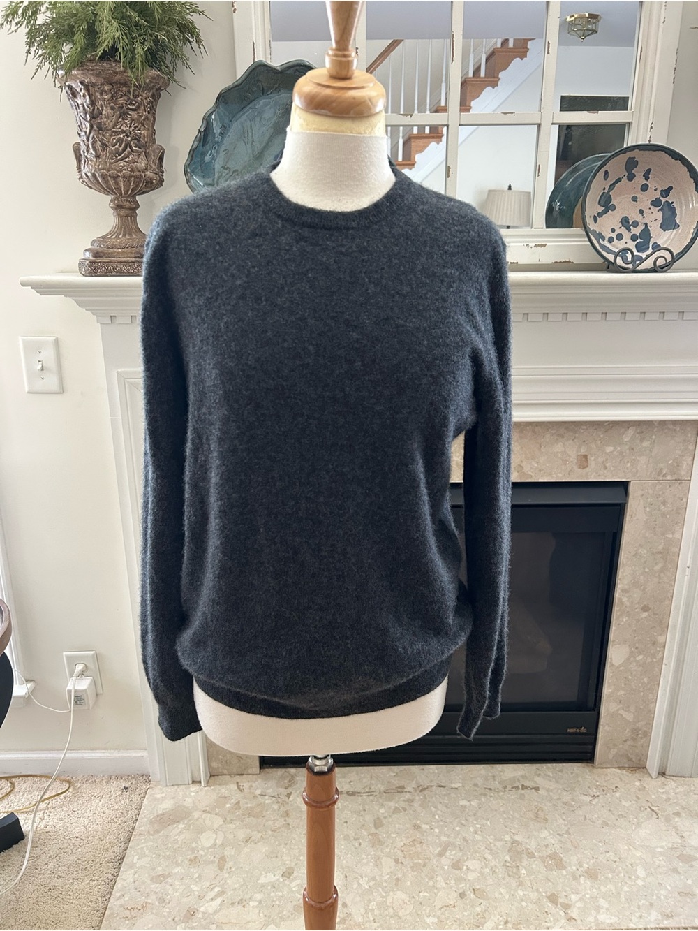 Quince Brushed Mongolian Dark Charcoal Cashmere Sweater